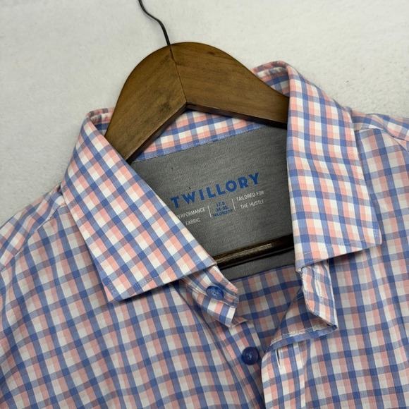 Twillory Other - Twillory Dress Shirt Mens XL 17.5 34-35 Blue Pink Gingham Performance Preppy